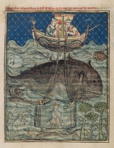 Alexander Exploring Underwater, unknown artist, northern France, 1290s. From Romance of Alexander (Roman d'Alexandre). Staatliche Museen zu Berlin, Kupferstichkabinett. Ms. 78 C 1, fol. 67. Photo: Bildarchiv Preussischer Kulturbesitz / Art Resource, NY