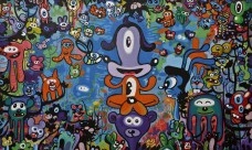 Ciro Cozzolino, "Totem".Esmalte Spray e acrílica sobre tela. 232 cm X 142 cm.  [divulgação]