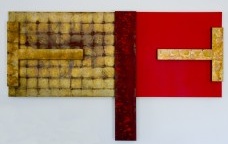 Antonio Dias, Sem titulo, 2010, acrilico, oxido de ferro, folha de ouro e cobre sobre tela, 180 x 300 cm