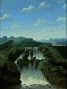 Cachoeira de Paulo Afonso, 1649, óleo sobre madeira, 58,5 x 46 cm, Acervo MASP.<br />Frans Post 