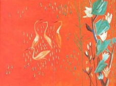 Sem título (garças em vermelho), John Graz, anos 1960, guache sobre papel