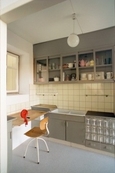 Margarete Schütte-Lihotzky. Frankfurt Kitchen from the Höhenblick Housing Estate, Frankfurt, Germany (reconstruction). 1926–27. Various materials, 8’9” x 12’10” x 6’10” (266.7 x 391.2 x 208.3 cm). The Museum of Modern Art, New York. Gift of Joan R. Brewst