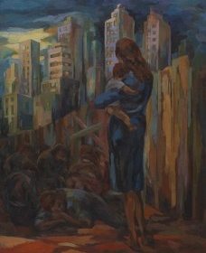Salma Mogames, <i>Arranha-céus</i>, 1954. Óleo sobre tela, 100 x 80 cm<br />Foto Everton Ballardin  [Galeria Arte132]