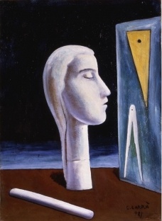 Carlo Carrà, The Engineer’s Mistress (L’amante dell’ingegnere), 1921, Oil on canvas, 55.1 x 39.9 cm, Gianni Mattioli Collection, On long-term loan to the Peggy Guggenheim Collection, Venice, © 2010 Artists Rights Society (ARS), New York/SIAE, Rome