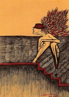 Laura Stankus, Escada, Série Nostalgia, Nanquim sobre papel, 29 x 21 cm, 2009 [divulgação]
