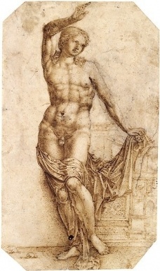 Jan Gossart (Netherlandish, ca. 1478–1532). The Apollo Citharoedus of the Casa Sassi, 1509. Pen and brown ink, over black chalk. Gallerie dell'Accademia, Venice 