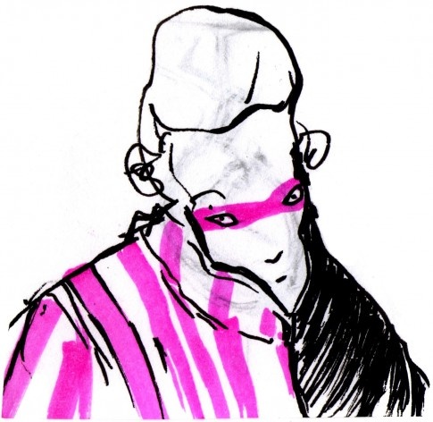 Man with pink strips