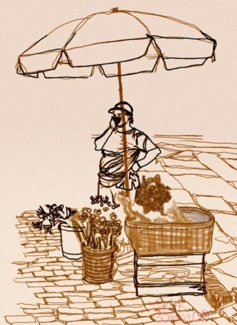 Woman and flowers, Ouro Preto MG