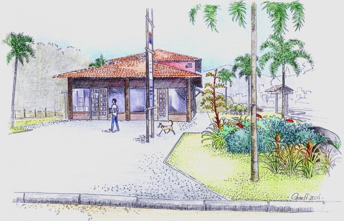 Jardins do Centro de Referência Ambiental Rogério Marinho, croqui da “Feira”