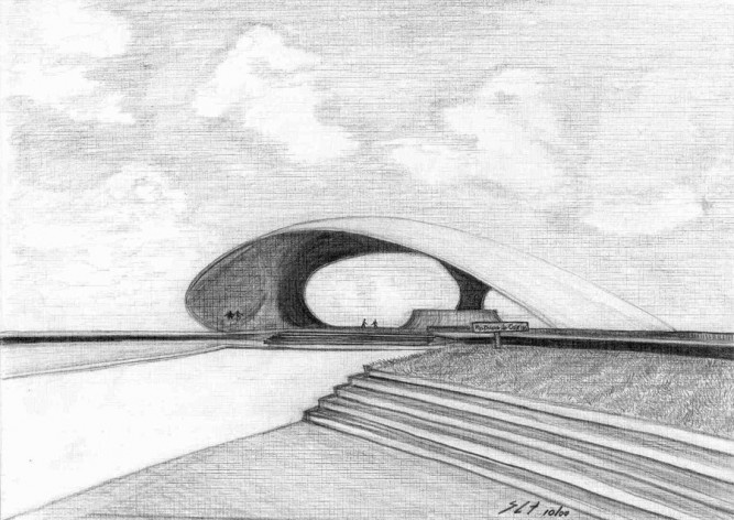 Army General Headquarters, Brasilia. Architect Oscar Niemeyer