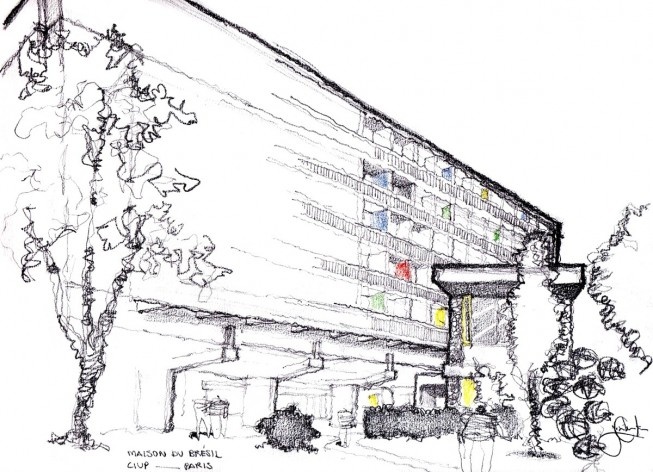 House of Brazil, Paris, France. Architects Lucio Costa and Le Corbusier