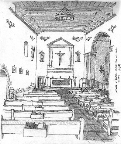 Interior da igreja da Missão de San Luis Obispo, Califórnia