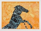 Horse in Madrid, silkscreen 56X76 cm