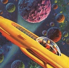Detalhe da capa do livro I, <i>Rocket in Amazing Stories</i> (1944), de Ray Bradbury<br />Imagem divulgação 