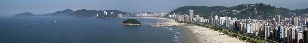 Foto panorâmica de Santos, São Vicente, Praia Grande. Foto Victor Hugo Mori