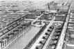 Projeto da "Grande cidade", vista do centro do que seria o XXII ‘arrondissement’ de Viena, de Otto Wagner, 1911 [Dethier e Guiheux, op. cit.: 130]
