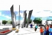 Vista da disposição de esculturas no centro da praça<br />Imagem do autor do projeto 