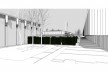 Saint Catherine's College, vista de una pérgola, con cerca viva, Oxford, Inglaterra, 1959-1964, arquitecto Arne Jacobsen<br />Modelo tridimensional de Edson Mahfuz e Ana Karina Christ 