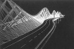 Proposta para o lago de Genebra, Suíça do Team Luscher com o Engenheiro Jean Tonello. Pont Devenir, (1994) com 325 metros de extensão sustenta duas pistas rodoviárias nas laterais Da estrutura treliçada, enquanto permite uma série de usos na parte interna