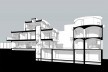 Casas Jaoul, sección, Neuilly-sur-Seine, París, Francia, 1951-56. Arquitecto Le Corbusier<br />Modelo tridimensional Lucas Kirchner / Imagem Edson Mahfuz 