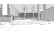 Saint Catherine’s College, vista do espaço entre a biblioteca e o auditório, Oxford, Inglaterra, 1959-1964, arquiteto Arne Jacobsen<br />Modelo tridimensional de Edson Mahfuz e Ana Karina Christ 
