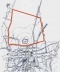 1. Área objeto do plano de expansão de Saturnino de Brito (no interior do contorno alaranjado), marcada em planta da cidade em c. 1910, de nossa autoria, traçada a partir de planta de 1913 elaborada por esse engenheiro