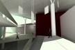 Perspectiva do foyer com as passarelas e as placas "tecarquitetônicas"<br />Imagem do autor do projeto 