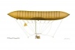 O dirigível nº1, criado em 1898, unia sem perigo motor de explosão e balão de hidrogênio. Desenho de Flavio Lins de Barros. Exposição "Santos Dumont designer"
