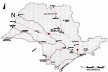 Mapa do Estado de São Paulo com estradas de ferro<br />Imagem dos autores do projeto 