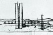 Estudo Preliminar - Perspectiva do palácio, vista oeste, 1957 [Fundação Oscar Niemeyer]