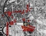 Destacadas as várias intervenções na Berlim central: redesenho da cidade. (no circulo a área da Potsdamer Platz)