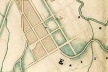 Detalhe do mapa da cidade de São Paulo, de Carlos Rath de 1855, mostrando a região da Glória. Neste mapa aparece assinalado o traçado das ruas elaborado por Carlos Rath e que daria ao bairro a sua futura configuração

