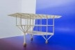 Casa do Lucas, protótipo da estrutura triangular de madeira, arquiteto Marcos Acayaba <br />Exposição "Fundos", de Lucia Koch  [Facebook Studio-X]