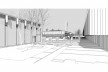 Saint Catherine’s College, vista de uma pérgola, sem cerca viva, Oxford, Inglaterra, 1959-1964, arquiteto Arne Jacobsen<br />Modelo tridimensional de Edson Mahfuz e Ana Karina Christ 