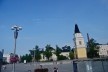 Ambiente refletido, aspecto do centro urbano com destaque para torre de igreja Vanha Tampereen Kirkko e chaminé de fábrica<br />Foto Fabio Lima 
