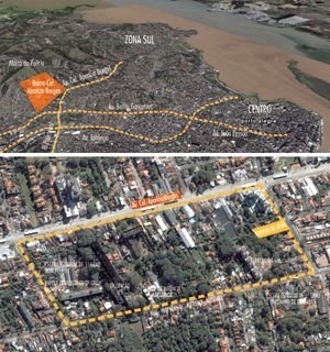 O terreno na cidade de Porto Alegre: localizado no Bairro Aparício Borges distante 8 km do centro da cidade<br />Imagem dos autores do projeto 