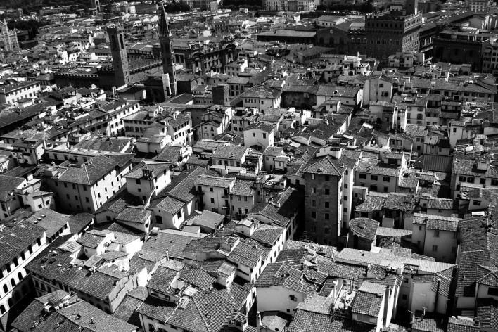 Vista aérea da cidade de Florença, Itália. Foto tirada a partir do Campanário de Giotto – Catedral Santa Maria Del Fiore, ago. 2010<br />Foto Francisco Alves 