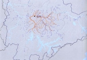 Os principais pontos de inundações<br />Imagem do autor do projeto  [São Paulo Metrópole. São Paulo, Edusp; Imprensa Oficial, 2004]