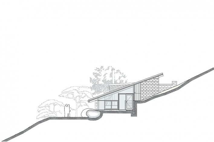 Casa de meia encosta, elevação norte, São Francisco Xavier SP, 2013. Arquitetos Denis Joelsons e Gabriela Baraúna Uchida<br />Imagem divulgação 
