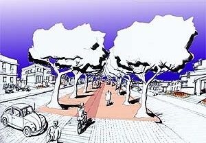 Boulevard da rua Gercina Borges Teixeira que promove a ligação entre o conjunto da Praça Cívica ao Bosque dos Buritis