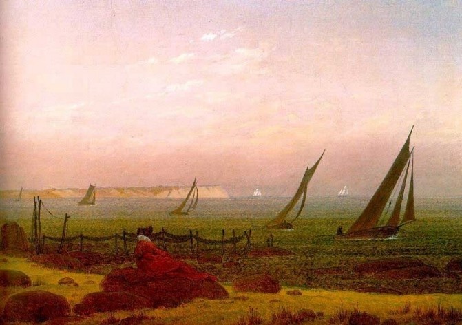 <i>Mulher na praia de Rügen</i>. Caspar David Friedrich, 1818