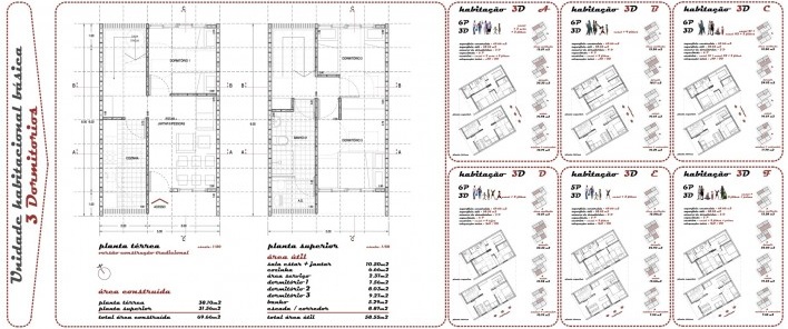 Unidade habitacional básica em 3D. Concurso Habitação para Todos_CDHU. Categoria Sobrados - 1º lugar.<br />Autores do projeto  [equipe vencedora]