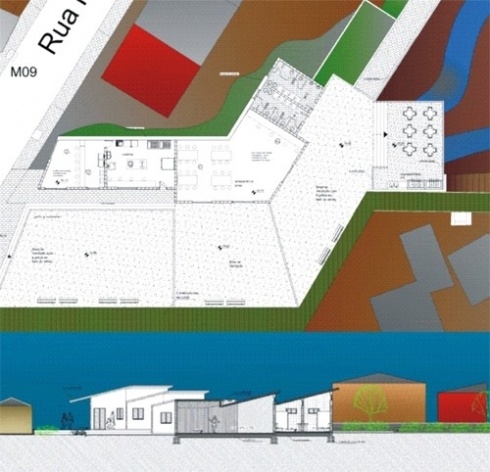 Geração de renda. Composta por uma padaria com cozinha, artesanato e uma área de lazer com churrasqueiras <br />Imagem dos autores do projeto 