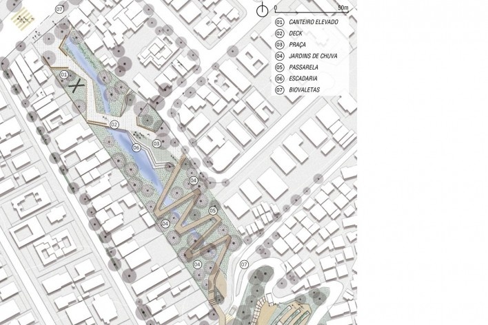 Armadura da paisagem. Infraestrutura verde nas encostas do Morro da Formiga, planta trecho 1, Rio de Janeiro RJ Brasil, 2021. Arquiteta Larissa de Paula Scheuer<br />Elaboração Larissa de Paula Scheuer 