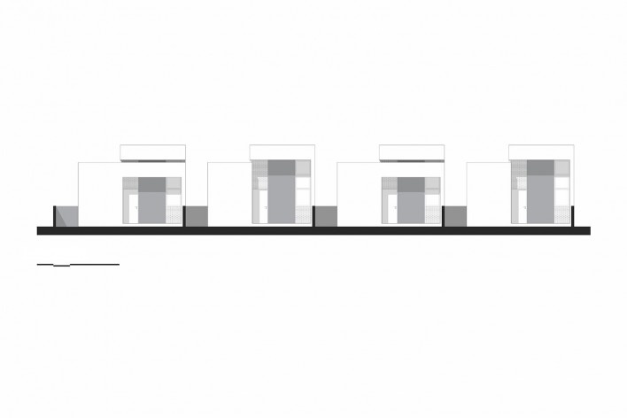 Casas Populares Paudalho, elevação frontal, Paudalho PE Brasil, 2021. Arquiteto Edson Muniz (autor) / NEBR Arquitetura<br />Imagem divulgação  [NEBR Arquitetura]