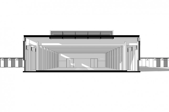 Saint Catherine’s College, vista interior do refeitório, Oxford, Inglaterra, 1959-1964, arquiteto Arne Jacobsen<br />Modelo tridimensional de Edson Mahfuz e Ana Karina Christ 