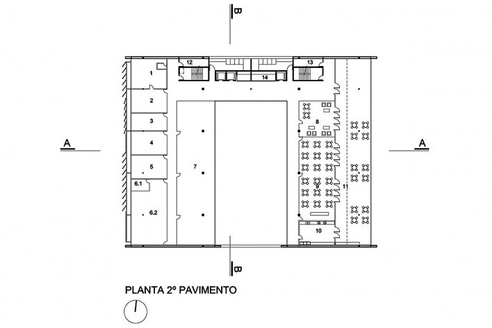 Planta 2º pavimento. Concurso para a Sede da CNM em Brasília. Terceiro colocado<br />divulgação 