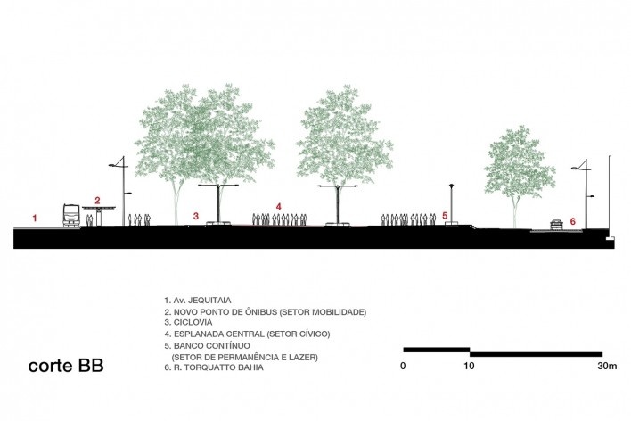 Requalificação urbanística da praça Marechal Deodoro, corte BB, Salvador BA Brasil, 2020. Arquiteto Adriano Mascarenhas (autor) / Sotero Arquitetos<br />Imagem divulgação  [Sotero Arquitetos]