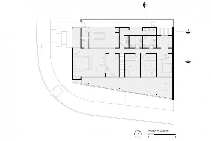 Residência Porto Madero, planta pavimento superior, Presidente Prudente SP Brasil, 2022. Arquiteta Cristiana Pasquini / grupoDEArquitetura<br />Imagem divulgação  [grupoDEArquitetura]