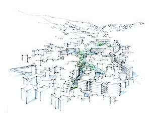Croqui panorâmico das unidades habitacionais<br />Imagem do autor do projeto 